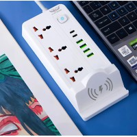 توصيلة كهرباء مع شاحن واير لس متعددة المنافذ