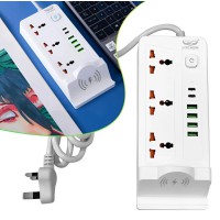 توصيلة كهرباء مع شاحن واير لس متعددة المنافذ