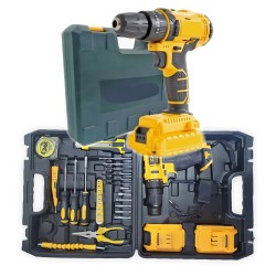 صندوق درل شحن ببطاريتين ومجموعة من الادوات صندوق درل شحن ببطاريتين ومجموعة من الادوات