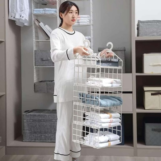 منظم رفوف تعليقه منزلي متعدده الوظائف بلاستيك شبكي متعدد الطبقات 4 دور قابل للطي