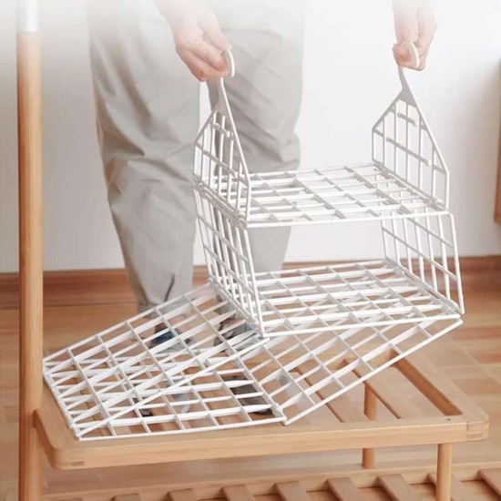 منظم رفوف تعليقه منزلي متعدده الوظائف بلاستيك شبكي متعدد الطبقات 4 دور قابل للطي