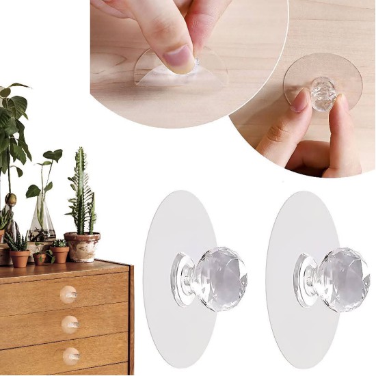 مقبض شفاف لاصق وحامل ادوات 3 قطع