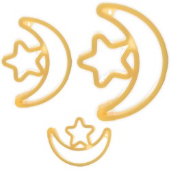 اضاءة مصباح نيون ليد هلال ونجمة اصفر 3D ضوء قوي 25 سم اضاءة مصباح نيون ليد هلال ونجمة اصفر 3D ضوء قوي 25 سم