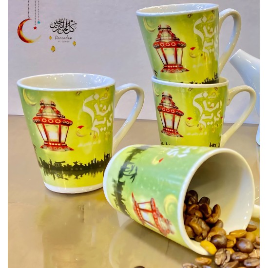 طقم ابريق مع 4 فناجين سيراميك