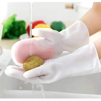 قفازات غسيل سليكون مع ليفة للتنظيف