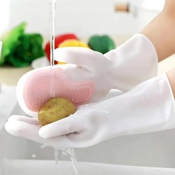 قفازات غسيل سليكون مع ليفة للتنظيف قفازات غسيل سليكون مع ليفة للتنظيف