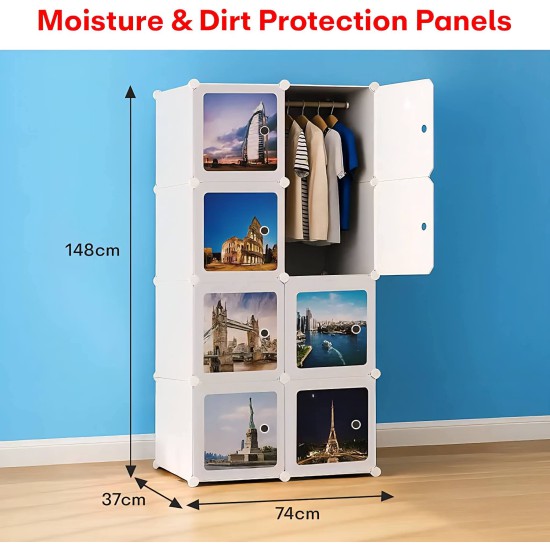 دولاب تخزين الملابس 8 فتحات