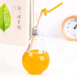 مج زجاج شكل لمبة مع مصاصة مج زجاج شكل لمبة مع مصاصة