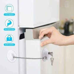 قفل امان بمفتاح لغلق الثلاجة والخزائن والدواليب والادراج