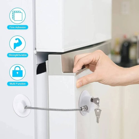 قفل امان بمفتاح لغلق الثلاجة والخزائن والدواليب والادراج