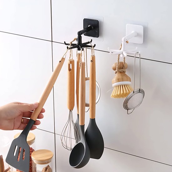 استاند ملاعق مطبخ دوار صغير لاصق متعدد الاستخدام