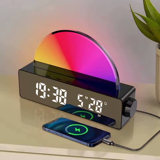 ساعة ومنبة ديجيتال رقمي شروق الشمس مع 7 ألوان