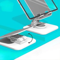 حامل ايباد مكتبي قابل للطي دوران 360 درجة قاعدة حديد