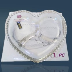 صحن زجاج حلويات صغير مقسم شكل قلب