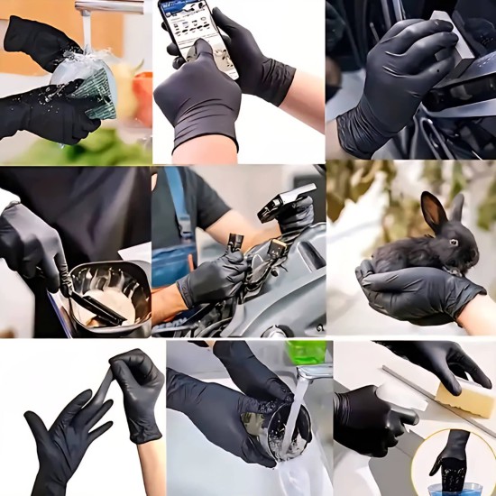 قفازات اسود للطبخ طبي 100 قطعة