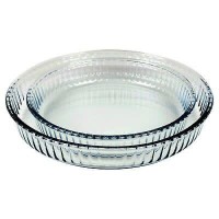 طقم صحون فرن بيركس حراري مدور 2 قطع