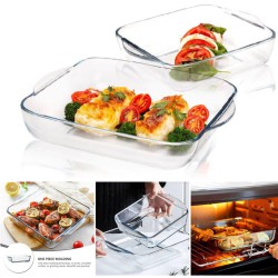 طقم صحون زجاج بيركس حراري مربع قطعتين طقم صحون زجاج بيركس حراري مربع قطعتين