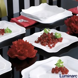 طقم سفرة بورسلان ابيض مربع فاخر  24 قطعة