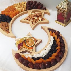 صحون تقديم خشبية هلال ونجمة صحون تقديم خشبية هلال ونجمة