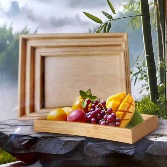 طقم صحون تقديم خشب البامبو 3 قطع