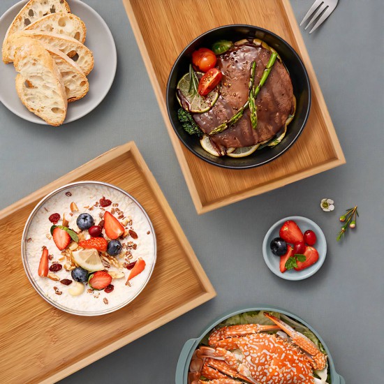 طقم صحون تقديم خشب البامبو 3 قطع