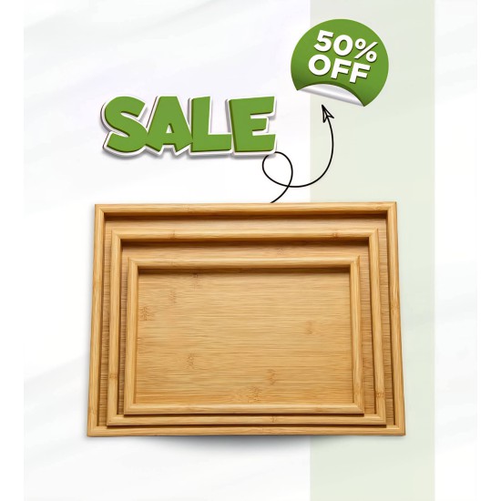 طقم صحون تقديم خشب البامبو 3 قطع