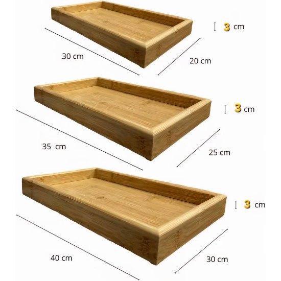 طقم صحون تقديم خشب البامبو 3 قطع