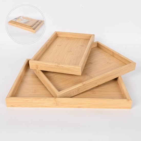 طقم صحون تقديم خشب البامبو 3 قطع