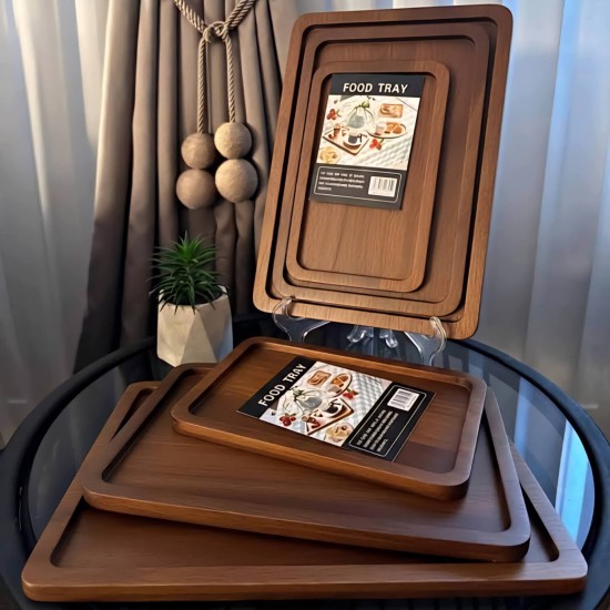 طقم صحون تقديم خشب 3 قطع بعدة اشكال