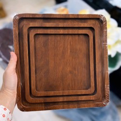 طقم صحون تقديم خشب 3 قطع بعدة اشكال