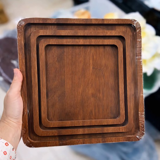 طقم صحون تقديم خشب 3 قطع بعدة اشكال