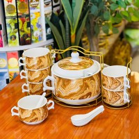 طقم شوربة مع استاند ملكي 15 قطعة