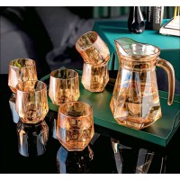 ترمس زجاجي ذهبي سعة 900 مل + 6 اكواب 250 مل