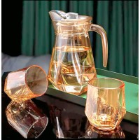 ترمس زجاجي ذهبي سعة 900 مل + 6 اكواب 250 مل