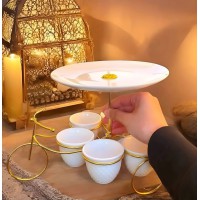 طقم فناجين سيراميك راقي مع تمارة شكل عربة