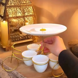 طقم فناجين سيراميك راقي مع تمارة شكل عربة