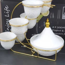 طقم فناجين سيراميك راقي مع تمارة طقم فناجين سيراميك راقي مع تمارة