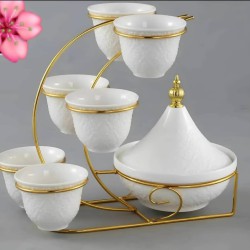 طقم فناجين سيراميك راقي مع تمارة طقم فناجين سيراميك راقي مع تمارة