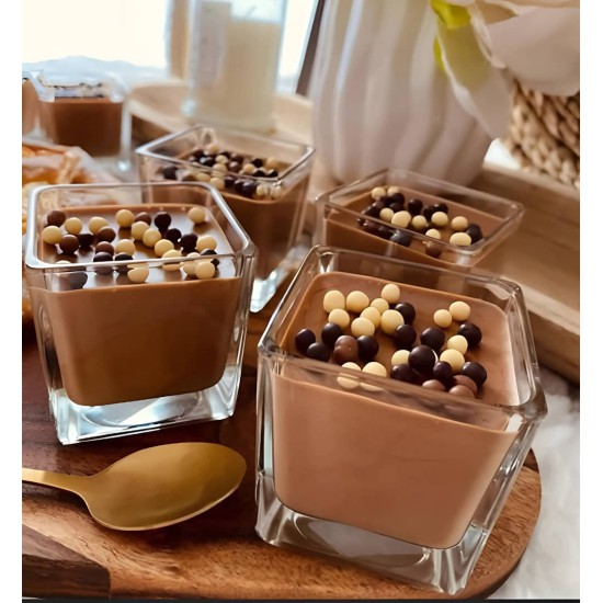 طقم مطايب حلا زجاج 6 حبات بشكل مربع انيق وراقي