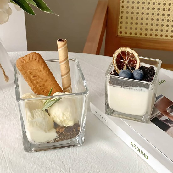 طقم مطايب حلا زجاج 6 حبات بشكل مربع انيق وراقي