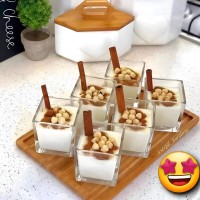 طقم مطايب حلا زجاج 6 حبات بشكل مربع انيق وراقي