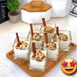 طقم مطايب حلا زجاج 6 حبات بشكل مربع انيق وراقي