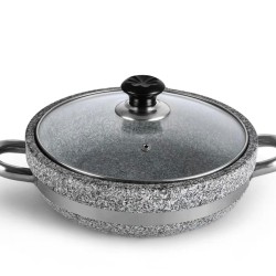 مقلى حجر غطاء زجاج يدين صغير