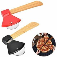 قطاعة بيتزا وعجين عجلة يد خشب شكل فأس قطاعة بيتزا وعجين عجلة يد خشب شكل فأس
